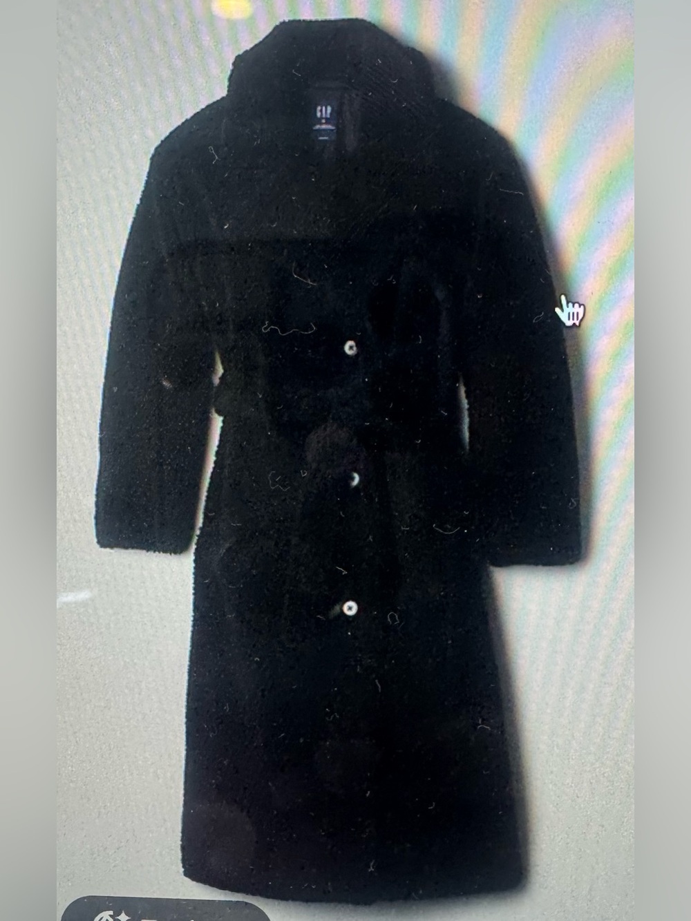 GAP Women's Black Sherpa Style Belted Double Breasted Trench Coat Petite XS